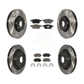 Front Rear Coated Drilled Slot Disc Brake Rotor & Ceramic Pad Kit For Volvo XC60