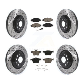 [Front+Rear] 19-20 Audi A3 Quattro Performance Drilled & Slotted Brake Rotor & Ceramic Pads Kit For Max Braking
