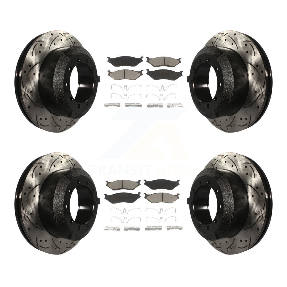 Front Rear Drill Slot Brake Rotor Ceramic Pad Kit For International IC TerraStar