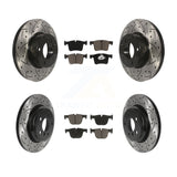 Front Rear Coated Drilled Slotted Disc Brake Rotors Ceramic Pad Kit For BMW 330i