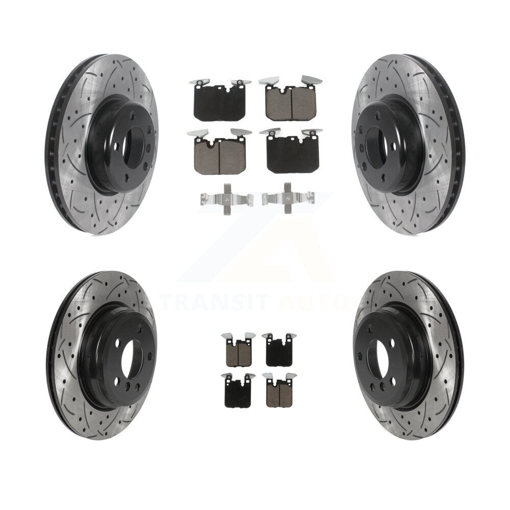 Front Rear Coated Drilled Slotted Disc Brake Rotors Ceramic Pad Kit For BMW 428i