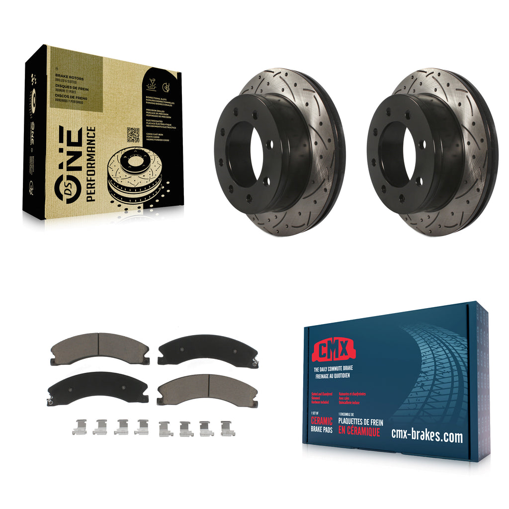 Rear Coat Drill Slot Disc Brake Rotor Ceramic Pad Kit For Chevrolet Express 4500