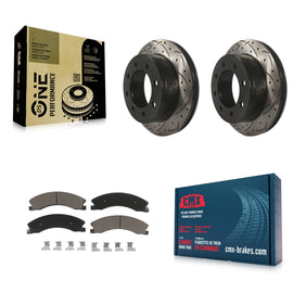 Rear Coat Drill Slot Disc Brake Rotor Ceramic Pad Kit For Chevrolet Express 4500