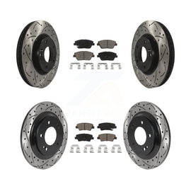 Front Rear Coated Drill Slot Disc Brake Rotor Ceramic Pad Kit For Hyundai Sonata