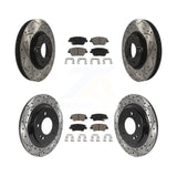 Front Rear Coated Drill Slot Disc Brake Rotor Ceramic Pad Kit For Hyundai Sonata