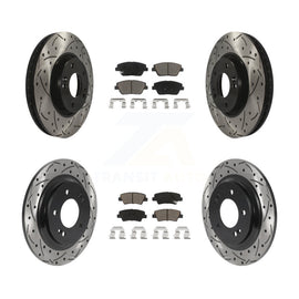 Front Rear Coated Drill Slot Disc Brake Rotor Ceramic Pad Kit For Hyundai Sonata