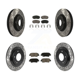 Front Rear Coated Drill Slot Disc Brake Rotor Ceramic Pad Kit For Hyundai Sonata