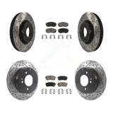 Front Rear Coated Drill Slot Disc Brake Rotor Ceramic Pad Kit For Hyundai Sonata