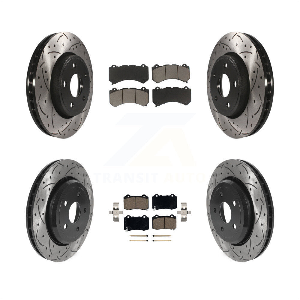 Front Rear Drilled Slot Brake Rotor Ceramic Pad Kit For Jeep Grand Cherokee 6.4L