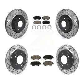 Front Rear Coat Drill Slot Disc Brake Rotor Ceramic Pad Kit For Hyundai Veloster