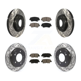 Front Rear Coat Drill Slot Disc Brake Rotor Ceramic Pad Kit For Hyundai Veloster