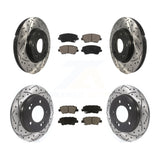 Front Rear Coat Drill Slot Disc Brake Rotor Ceramic Pad Kit For Hyundai Veloster