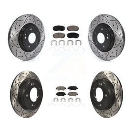 Front Rear Drill Slot Brake Rotor Ceramic Pad Kit For 2019 Kia Soul Turbocharged