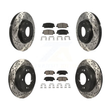 Charger l&#39;image dans la galerie, [Front+Rear] 2018 Kia Forte SX Performance Drilled &amp; Slotted Brake Rotor &amp; Ceramic Pads Kit For Max Braking