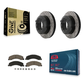 Rear Drill Slot Brake Rotor Ceramic Pad Kit For Ram Dodge Sterling Truck 4500 45
