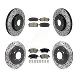 Front Rear Coat Drill Slot Disc Brake Rotors Ceramic Pad Kit For Hyundai Elantra