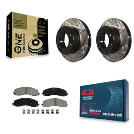 Front Drilled Slot Disc Brake Rotors Ceramic Pad Kit For 2019-2022 Ram 2500 3500