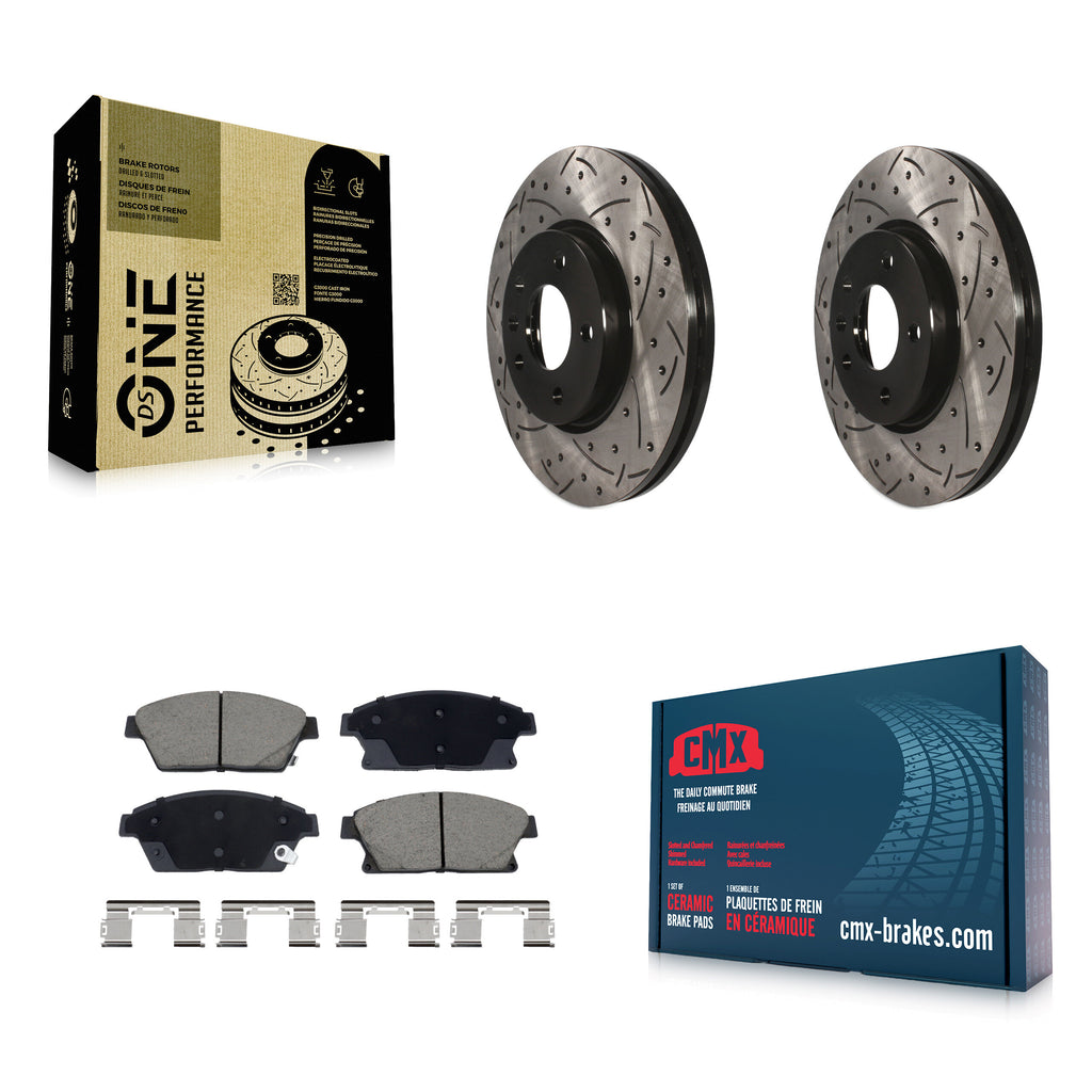 Front Drilled Slot Brake Rotors Ceramic Pad Kit For Chevrolet Cruze Buick Verano