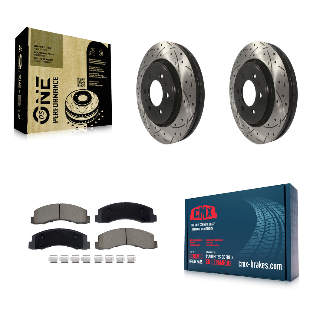 Front Drilled Slot Brake Rotor Ceramic Pad Kit For Ford F-150 Expedition Lincoln