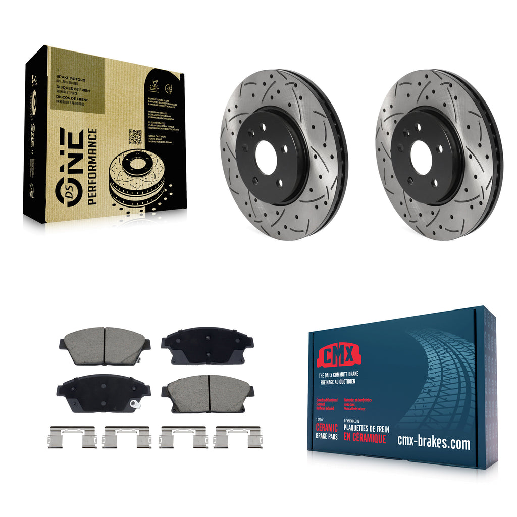 Front Drilled Slot Brake Rotor & Ceramic Pad Kit For Chevrolet Trax Buick Encore