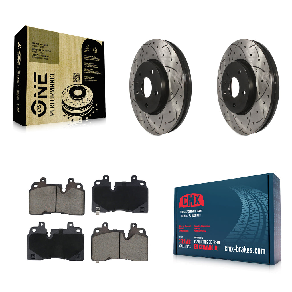 Front Coated Drill Slot Disc Brake Rotors Ceramic Pad Kit For Chevrolet Corvette