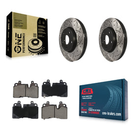 Front Coated Drill Slot Disc Brake Rotors Ceramic Pad Kit For Chevrolet Corvette