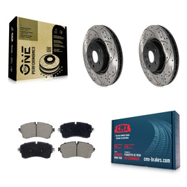 Front Drilled Slot Disc Brake Rotors Ceramic Pad Kit For 2018 Jaguar E-Pace S/SE
