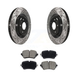 Rear Coated Drilled Slotted Disc Brake Rotors And Ceramic Pads Kit For Audi Q7