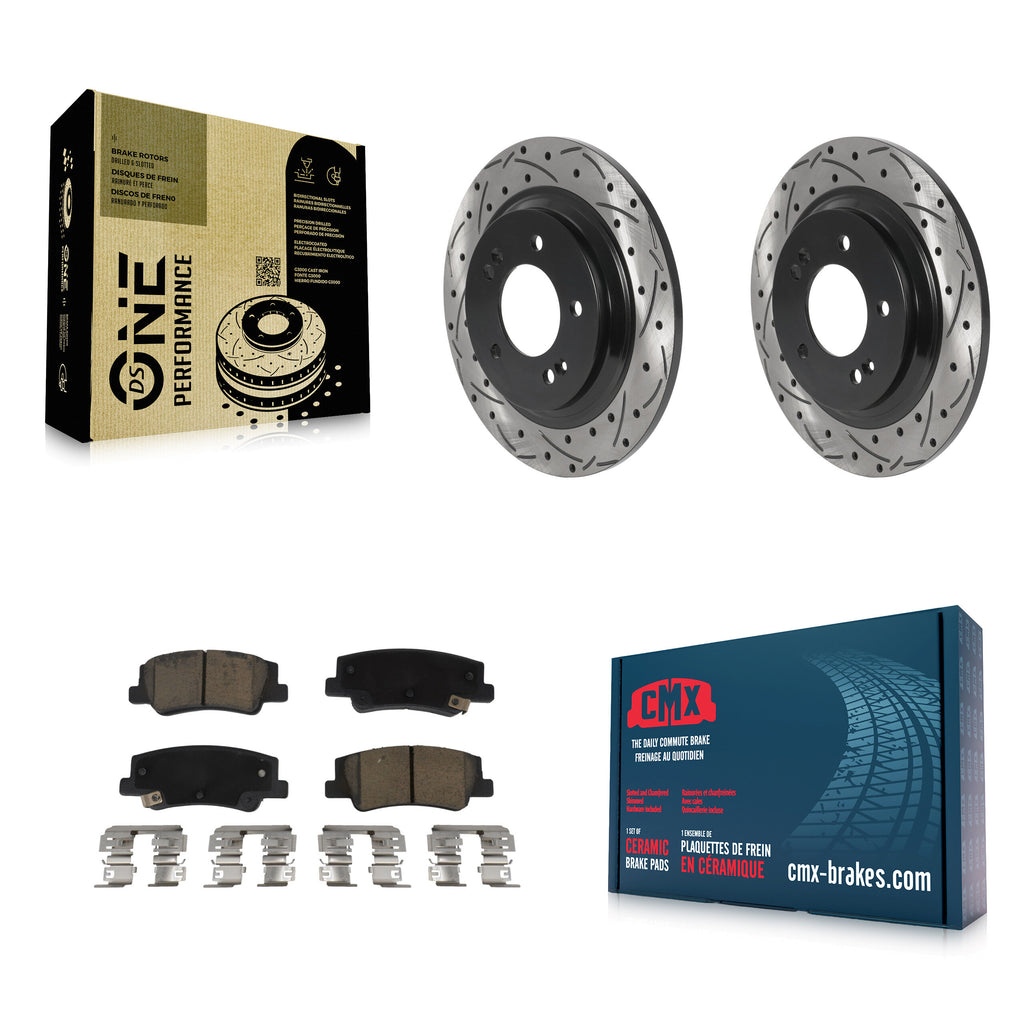 Rear Coat Drill Slot Disc Brake Rotors Ceramic Pad Kit For Hyundai Sonata Kia K5
