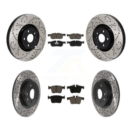 Front Rear Drilled Slot Brake Rotors Ceramic Pad Kit For 2018 Jaguar E-Pace Base