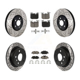 Front Rear Coated Drilled Slot Disc Brake Rotors Ceramic Pad Kit For Mini Cooper
