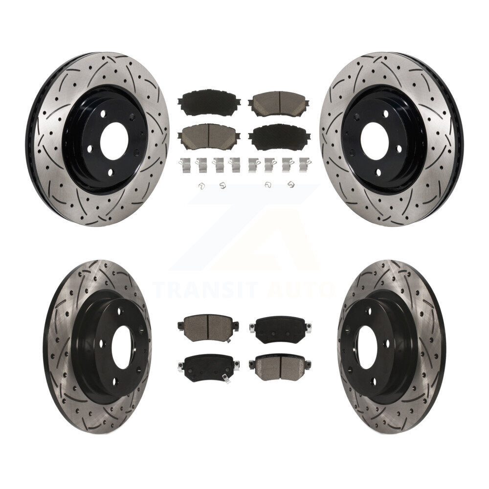 Front Rear Drill Slot Brake Rotors Ceramic Pad Kit For 2021 Mazda 6 Turbocharged
