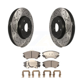 [Front] 10-15 Chevrolet Camaro LT LS Performance Drilled & Slotted Brake Rotor & Ceramic Pads Kit For Max Braking