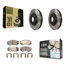 Charger l'image dans la galerie, [Front] 10-15 Chevrolet Camaro LT LS Performance Drilled &amp; Slotted Brake Rotor &amp; Ceramic Pads Kit For Max Braking