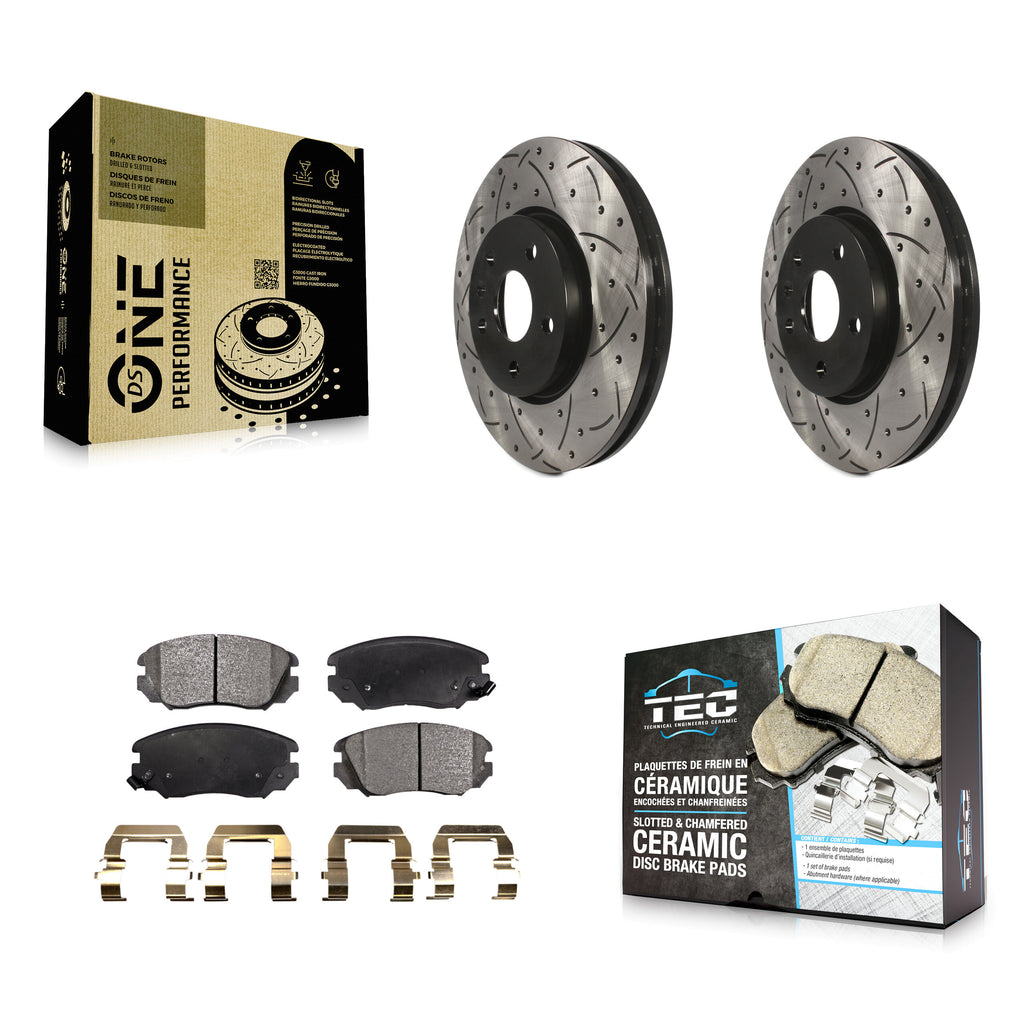 Front Drilled Slot Brake Rotor Ceramic Pad Kit For Chevrolet Equinox GMC Terrain