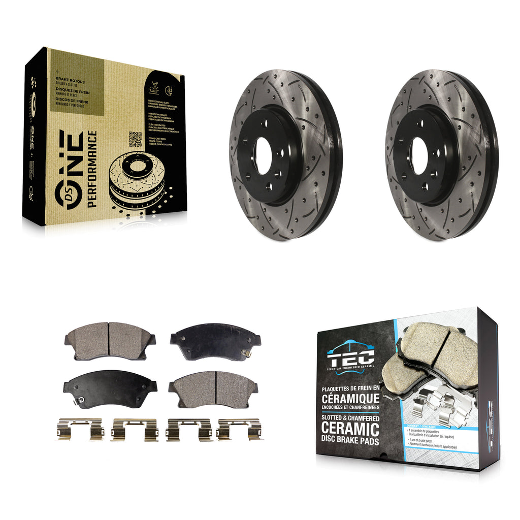 Front Drilled Slot Brake Rotor Ceramic Pad Kit For Chevrolet Cruze Sonic Limited
