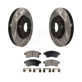 [Front] 2012-2013 Buick Verano Performance Drilled & Slotted Brake Rotor & Ceramic Pads Kit For Max Braking