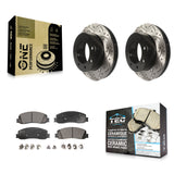 Front Drill Slot Brake Rotor Ceramic Pad Kit For Ford F-350 Super Duty F-250 4WD