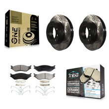 Load image into Gallery viewer, Front Drilled Slot Brake Rotor &amp; Ceramic Pad Kit For Ford F-450 Super Duty F-550