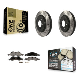 Front Drilled Slot Disc Brake Rotors Ceramic Pad Kit For Ford Expedition Lincoln