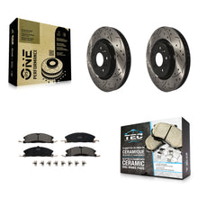 Load image into Gallery viewer, [Front] 2013 Ford Explorer Sport Performance Drilled &amp; Slotted Brake Rotor &amp; Ceramic Pads Kit For Max Braking