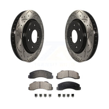 Charger l&#39;image dans la galerie, Front Drilled Slot Brake Rotors Ceramic Pad Kit For Ford F-150 With 7 Lug Wheels