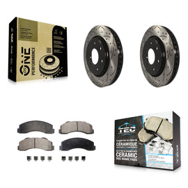 Front Drilled Slot Brake Rotors Ceramic Pad Kit For Ford F-150 With 7 Lug Wheels