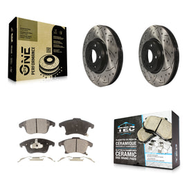 Front Drilled Slot Disc Brake Rotors Ceramic Pad Kit For Ford Fusion Lincoln MKZ
