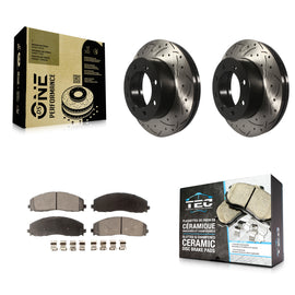 Front Drilled Slot Brake Rotor & Ceramic Pad Kit For Ford F-250 Super Duty F-350