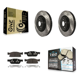 Front Drill Slot Brake Rotors Ceramic Pad Kit For Ford Edge Lincoln MKX Nautilus