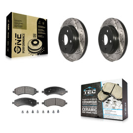 Front Drill Slot Brake Rotors Ceramic Pad Kit For Ram 1500 Dodge Classic Durango