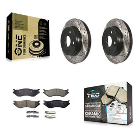 Front Drilled Slot Disc Brake Rotor & Ceramic Pad Kit For Dodge Ram 1500 Durango