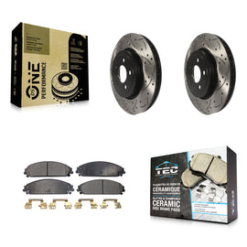 Front Drill Slot Disc Brake Rotor Ceramic Pad Kit For Dodge Charger Chrysler 300