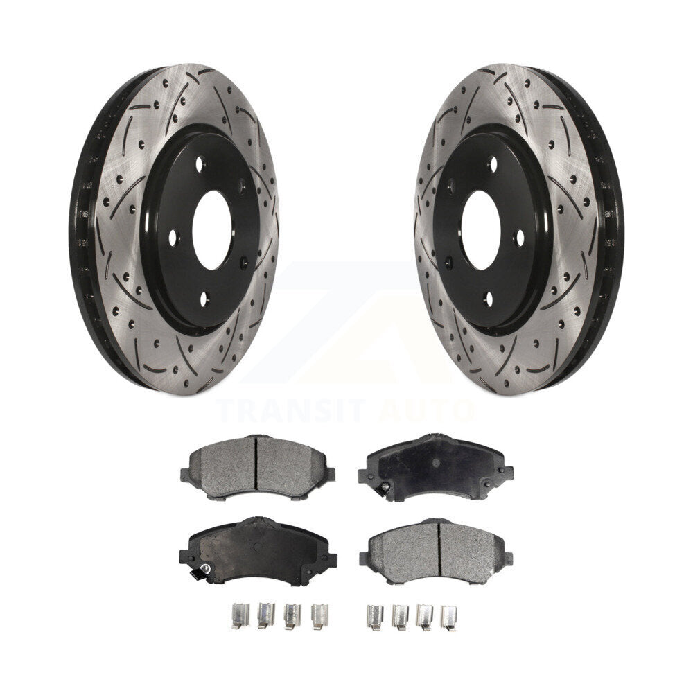 Front Drill Slot Brake Rotors Ceramic Pad Kit For Dodge Grand Caravan Chrysler &